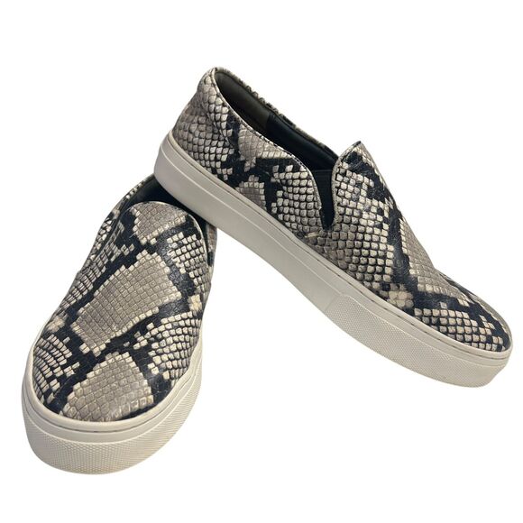Tory Burch Slip On Sneakers Stamped Snake Print Leather Women’s Size‎ 8M - Picture 1 of 10